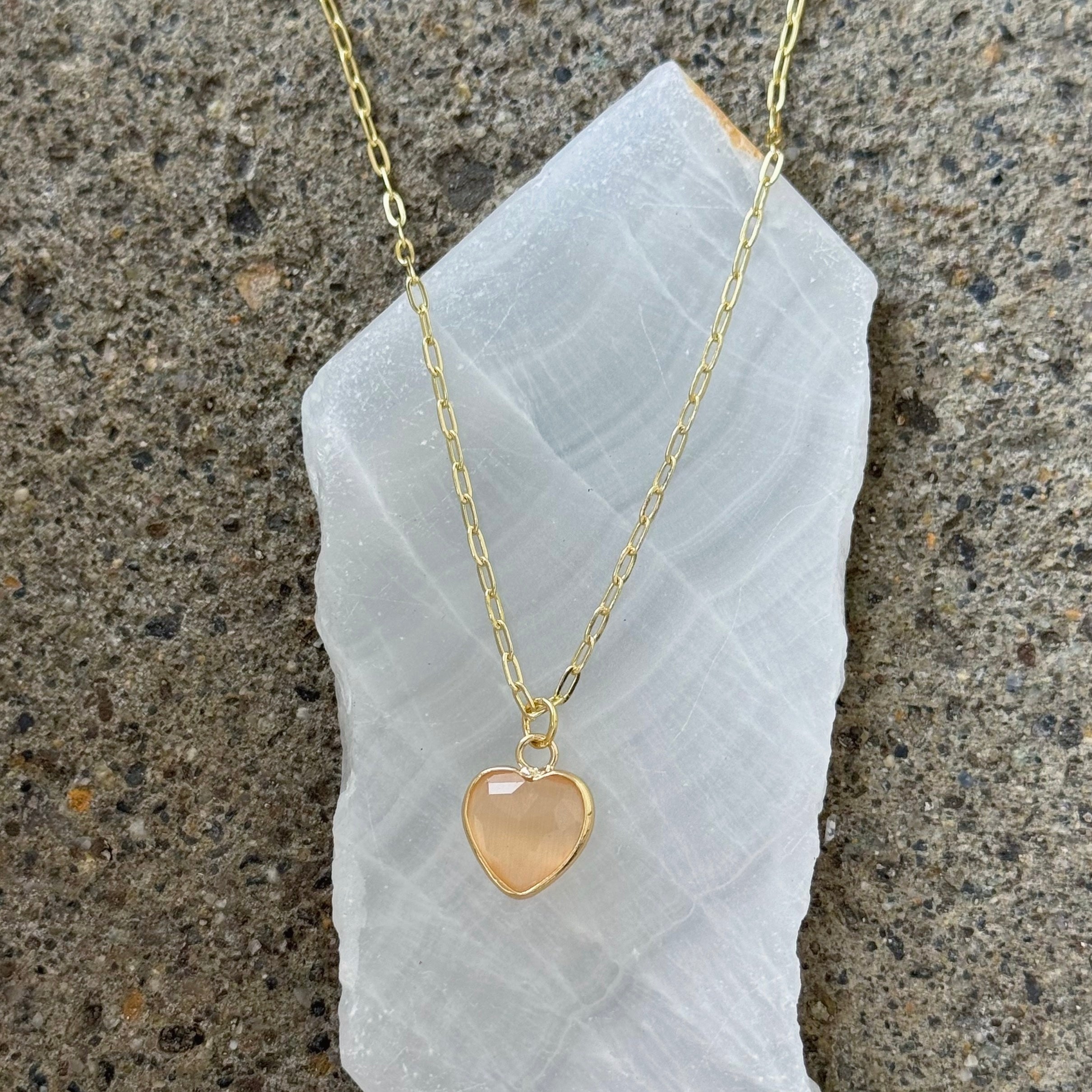 GOLD CITRINE HEART PAPERCLIP necklace
