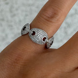 SILVER CRYSTAL MARINER ring