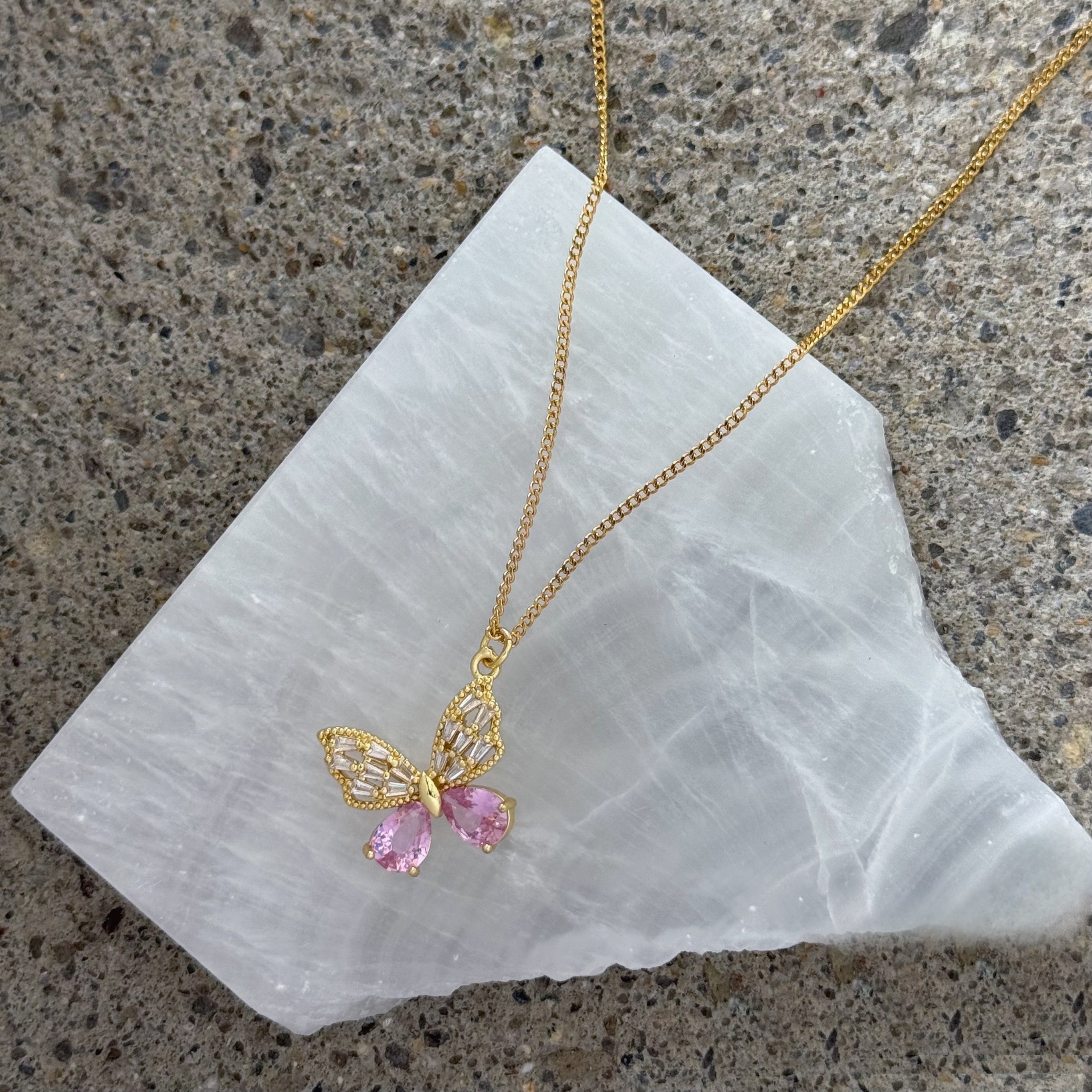 BUTTERFLY PINK CRYSTAL necklace