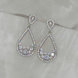 SILVER CLUSTERED CRYSTAL TEARDROP earrings