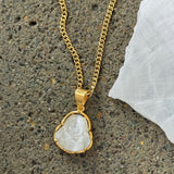 WHITE BUDDHA GOLD STEEL MINI necklace