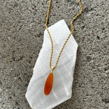 ORANGE AVENTURINE ELONGATED TEARDROP necklace