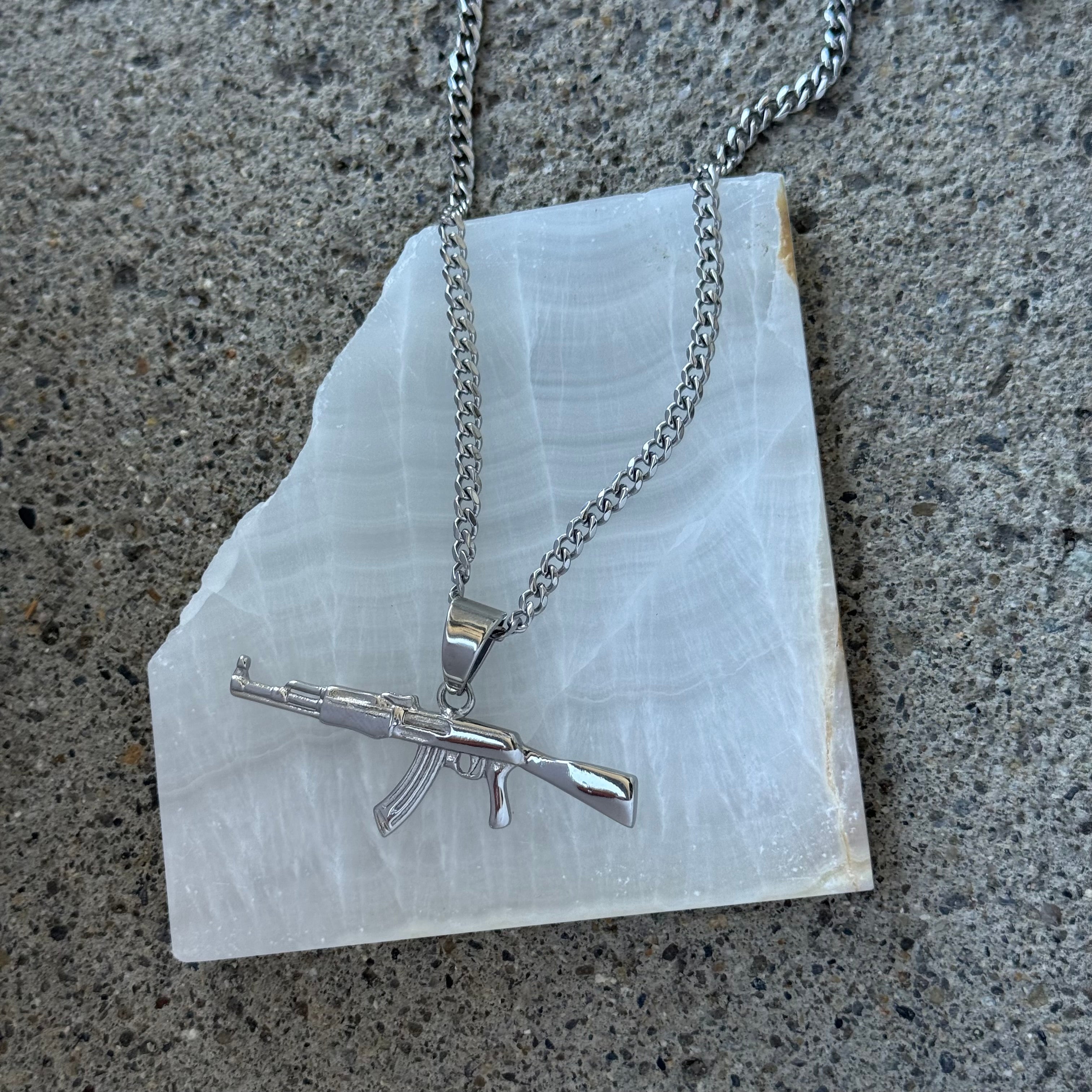SILVER AK47 necklace