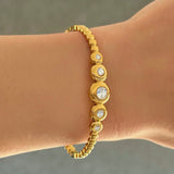 GOLD ZARINA CRYSTAL BEZEL bangle