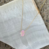 GOLD HAMSA PINK OPAL necklace