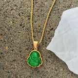 GOLD GREEN BUDDHA STEEL MINI necklace