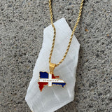 GOLD DOMINICAN REPUBLIC ENAMEL COUNTRY MAP necklace