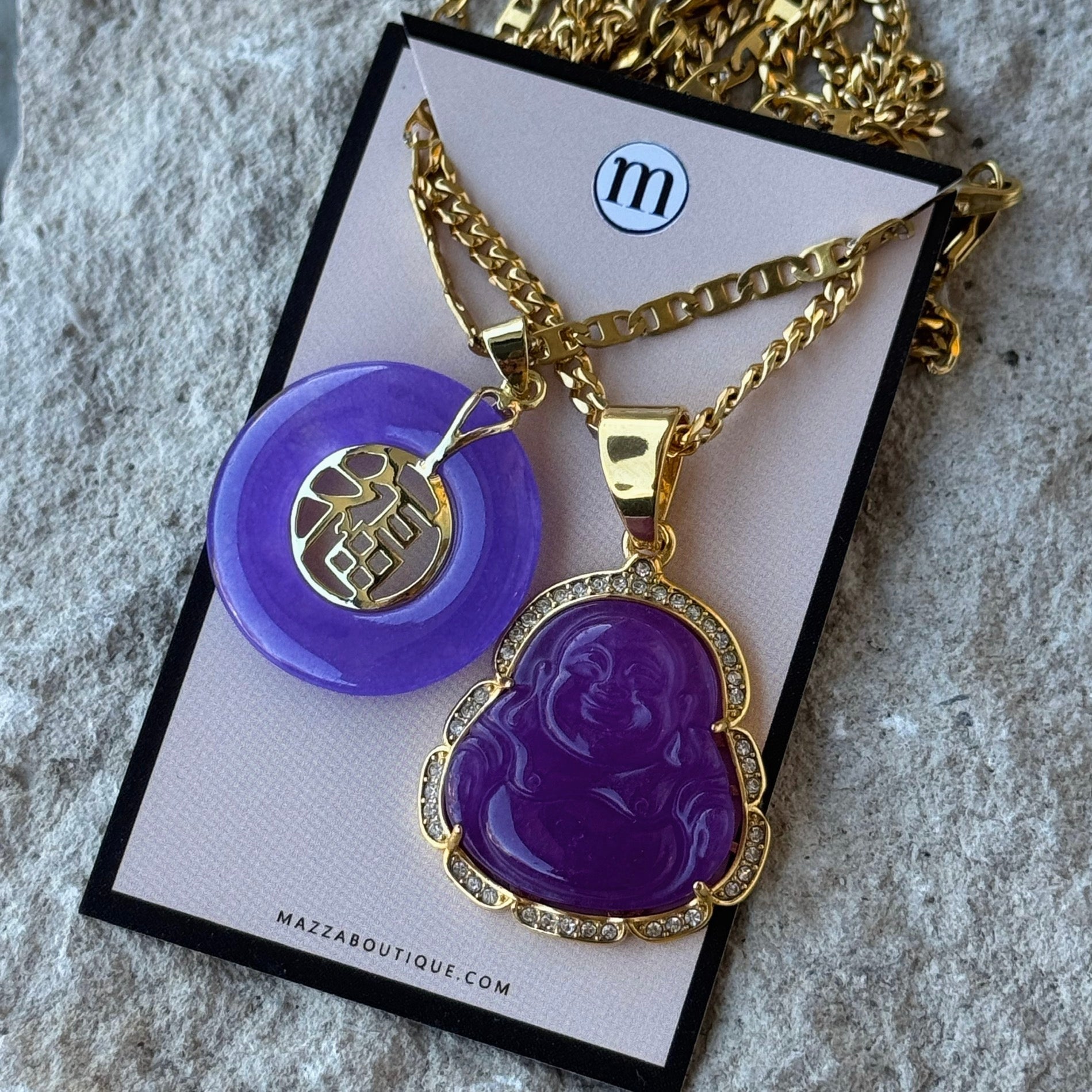 GOOD FORTUNE CRYSTAL BUDDHA PURPLE set