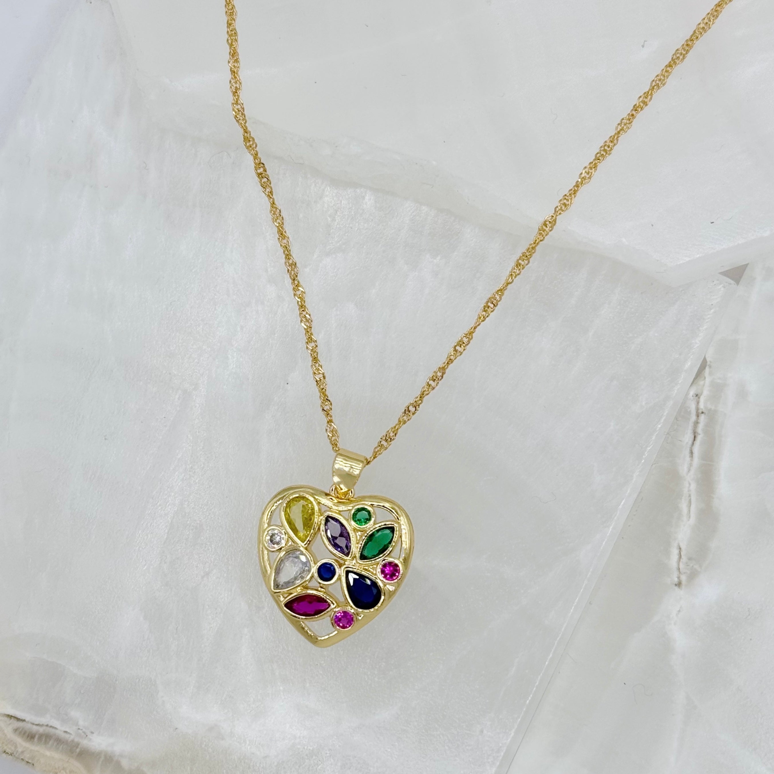 GOLD MULTICOLOR HEART necklace