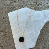GOLD BLACK ONYX SQUARE necklace