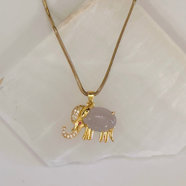 GOLDEN ELEPHANT JADE LAVENDER necklace