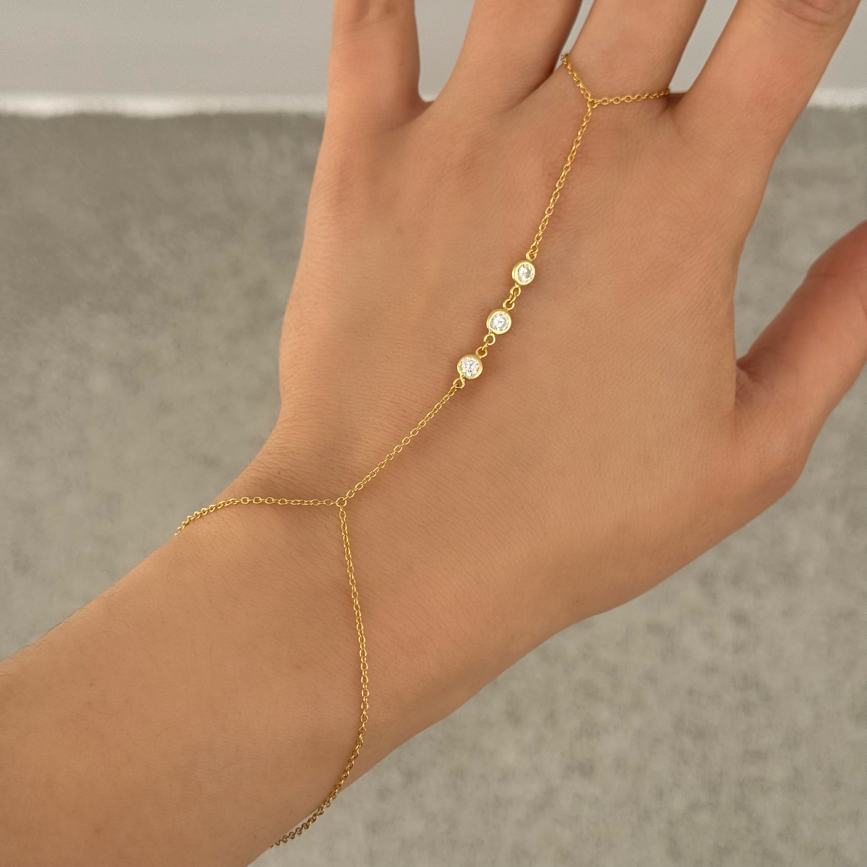 GOLD CLUSTER CRYSTAL BEZEL HAND CHAIN bracelet