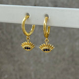 GOLD EYE HUGGIE HOOP earrings