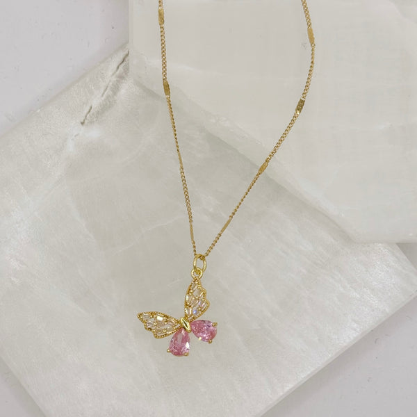 BUTTERFLY PINK CRYSTAL necklace