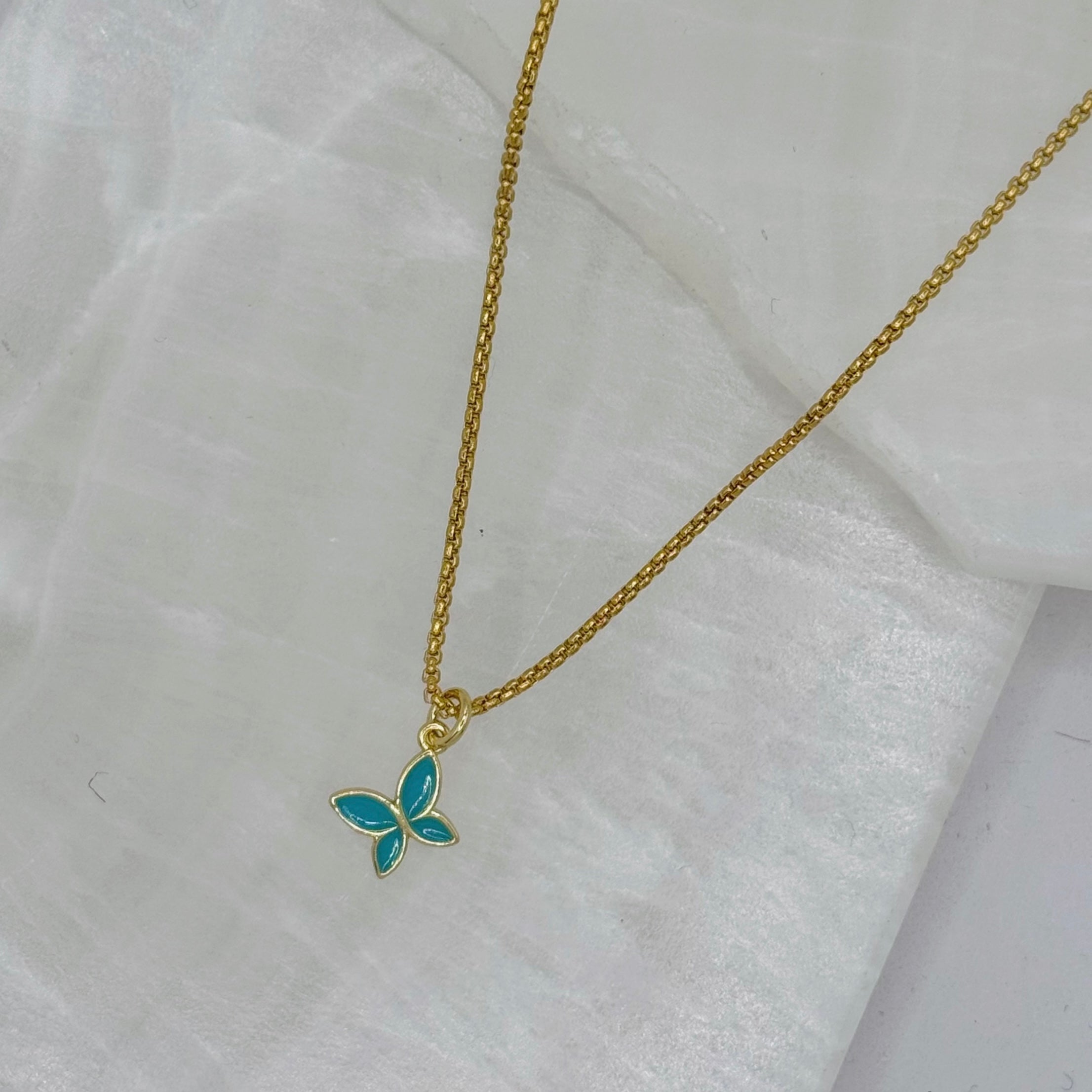 TEAL BUTTERFLY SUPER MINI necklace