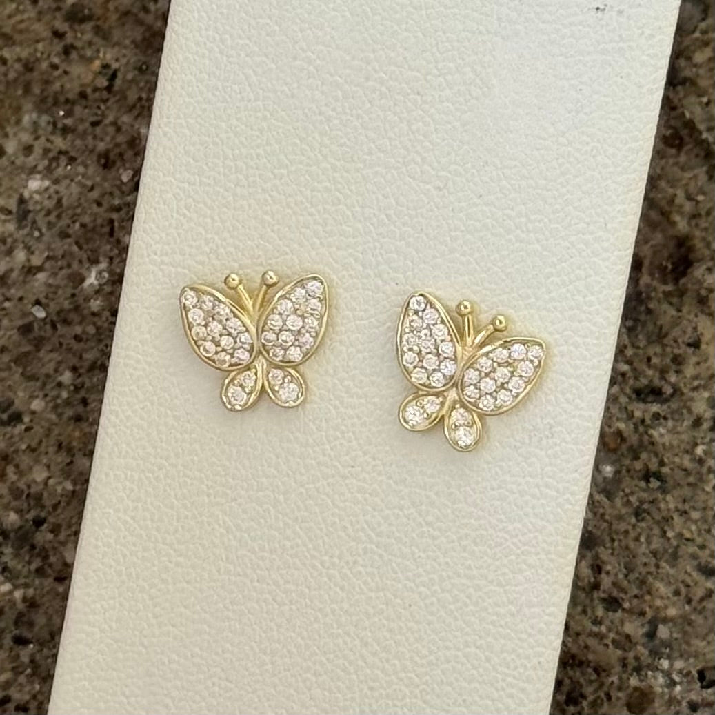 GOLD ETERNAL CRYSTAL BUTTERFLY STUD earrings