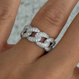 SILVER CUBAN CRYSTAL PAVE ring