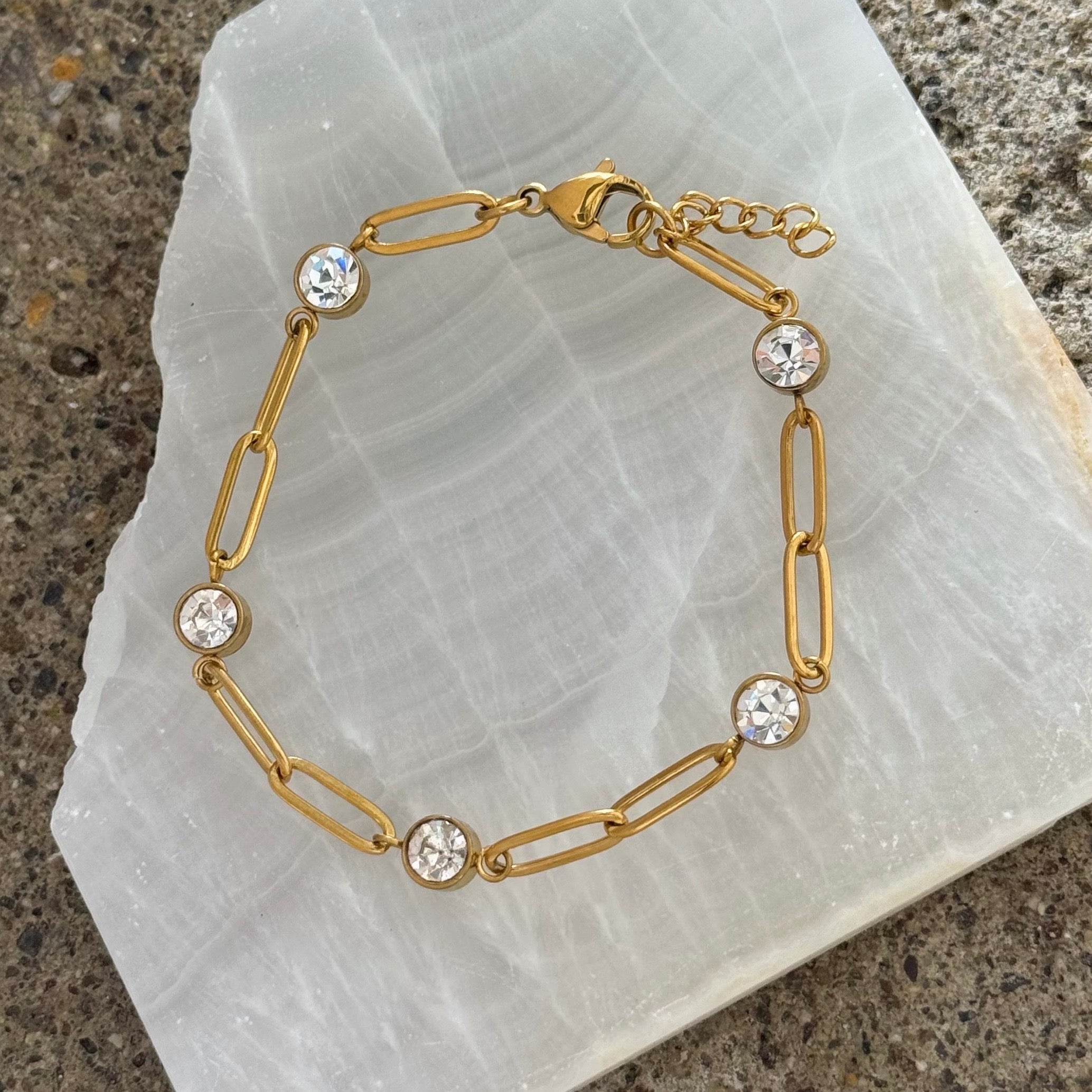 GOLD PAPERCLIP CRYSTAL bracelet