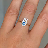 GOLD CRYSTAL HAMSA ring