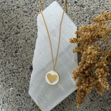 WHITE ENAMEL HEART CIRCLE necklace