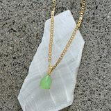 GOLD TEARDROP LIGHT GREEN JADE MINI necklace