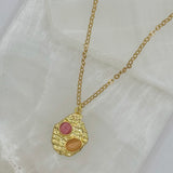 GOLD MELTED PINK CATS EYE CITRINE necklace