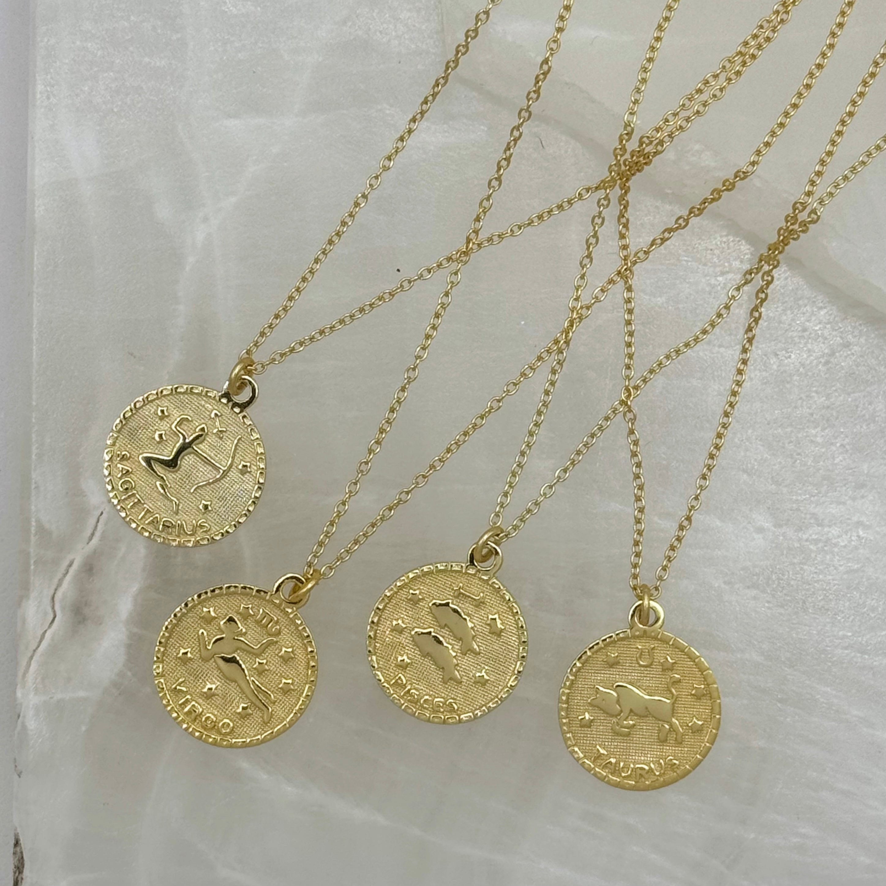 GOLD ZODIAC MEDALLION MINI necklace