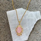 ENCHANTED OVAL PINK JADE necklace