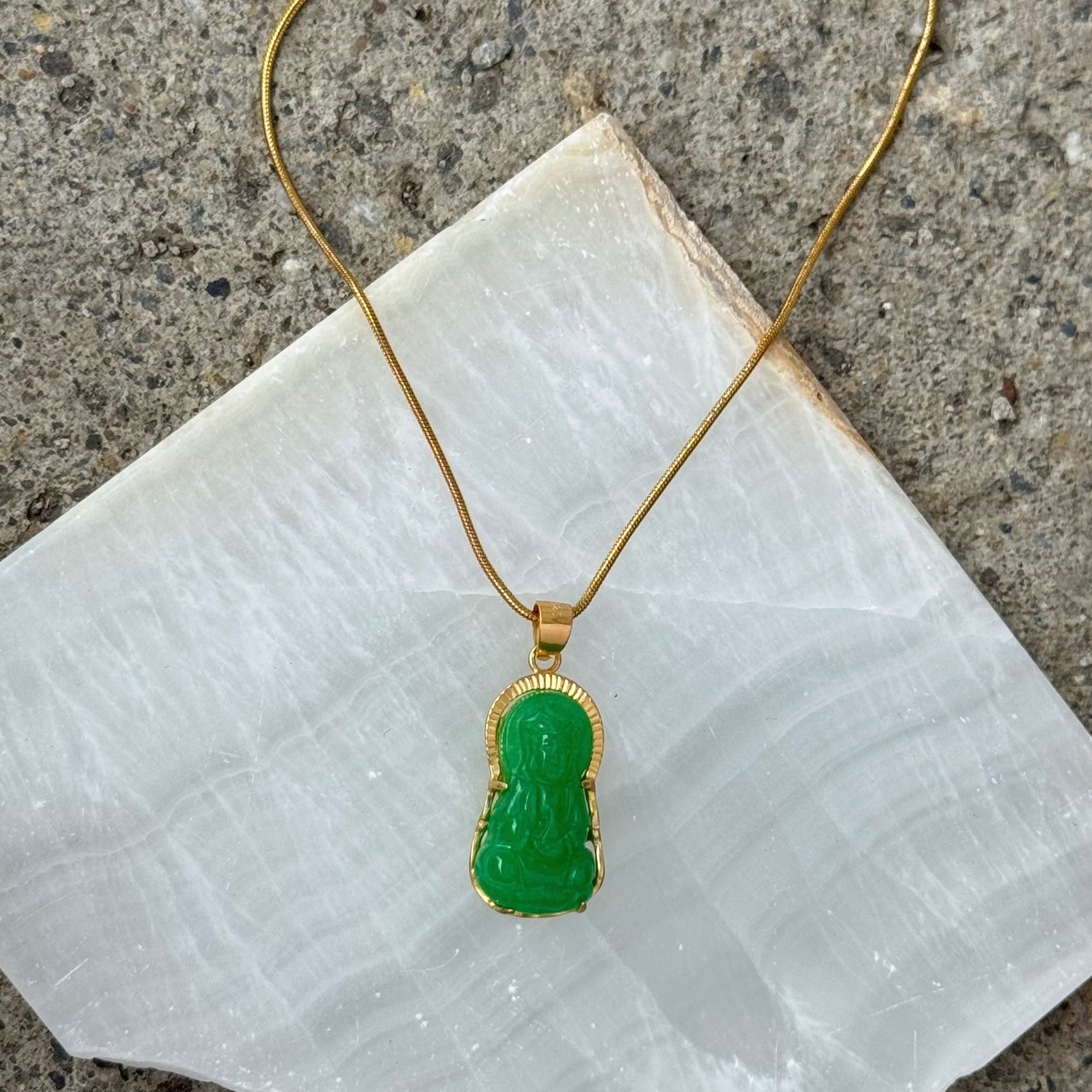 KWAN YIN GREEN JADE SUPER MINI necklace