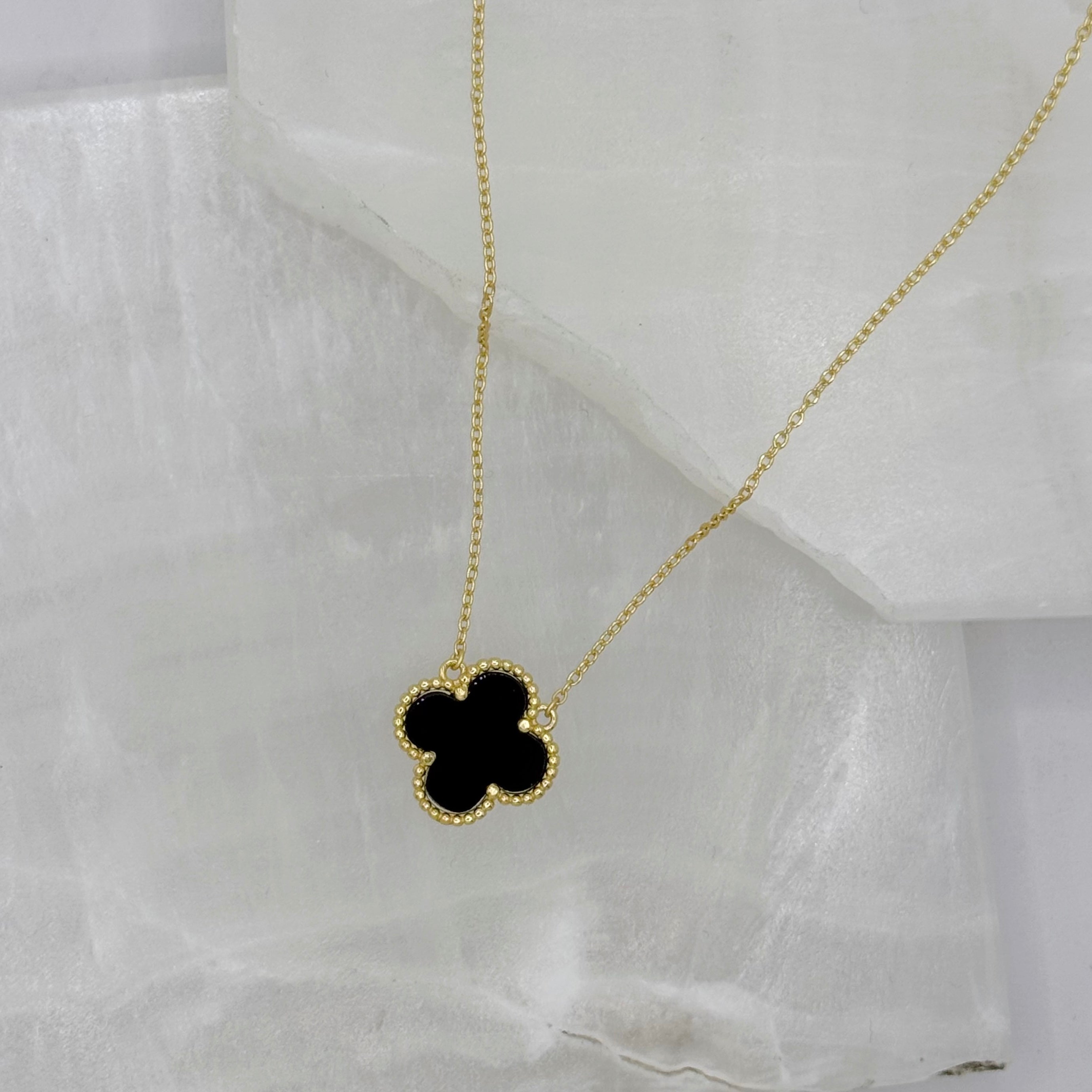GOLD BLACK FLORA necklace