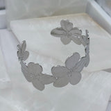 SILVER FLOWER CUFF bangle