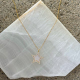 GOLD CRYSTAL STAR MOTHER OF PEARL necklace