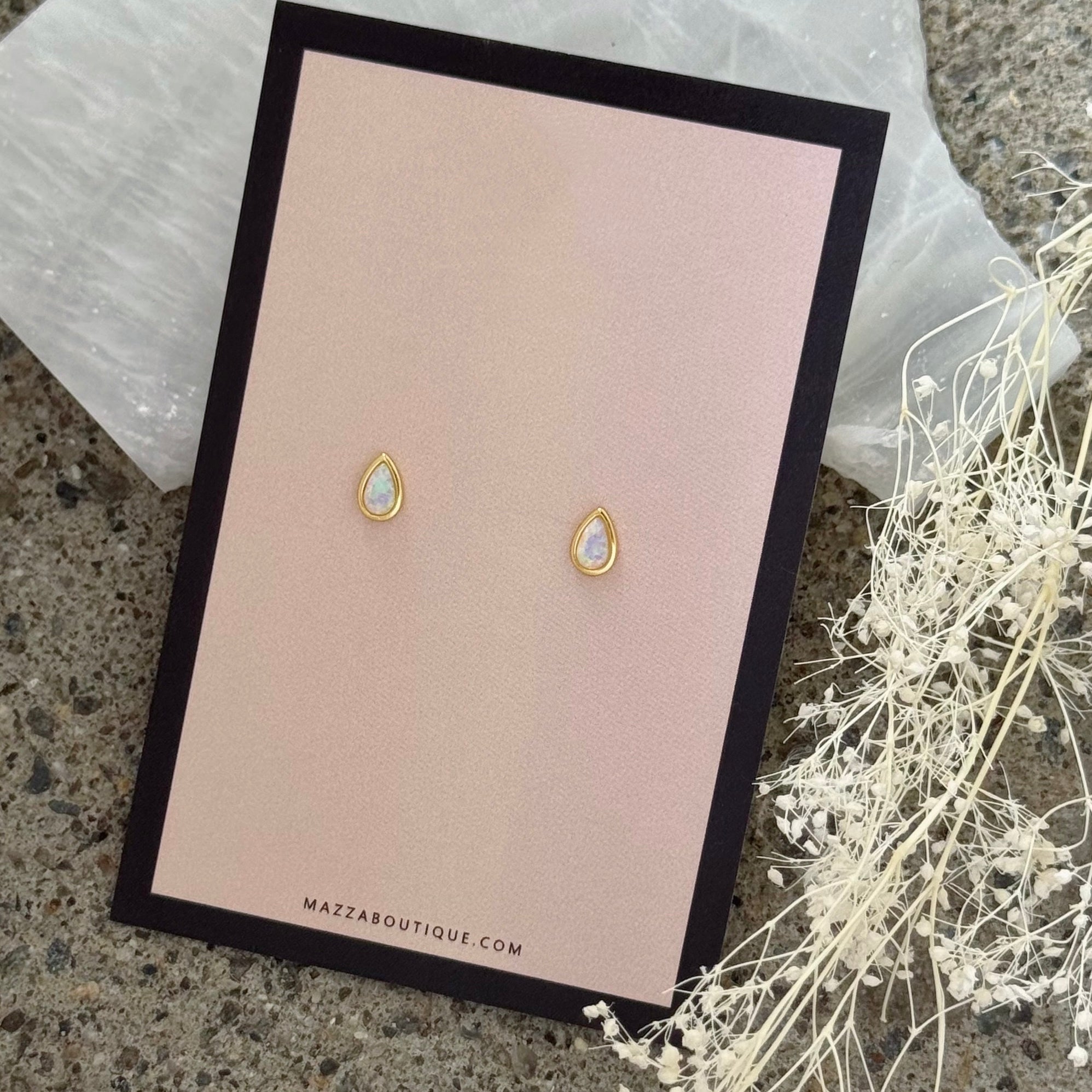 GOLD OPAL TEARDROP STUD earrings