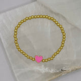 GOLD PINK HEART BEADED bracelet