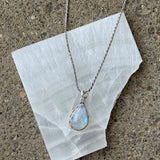 SILVER TEARDROP MOONSTONE necklace