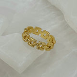 GOLD STEEL SQUARE CHAIN LINK ring