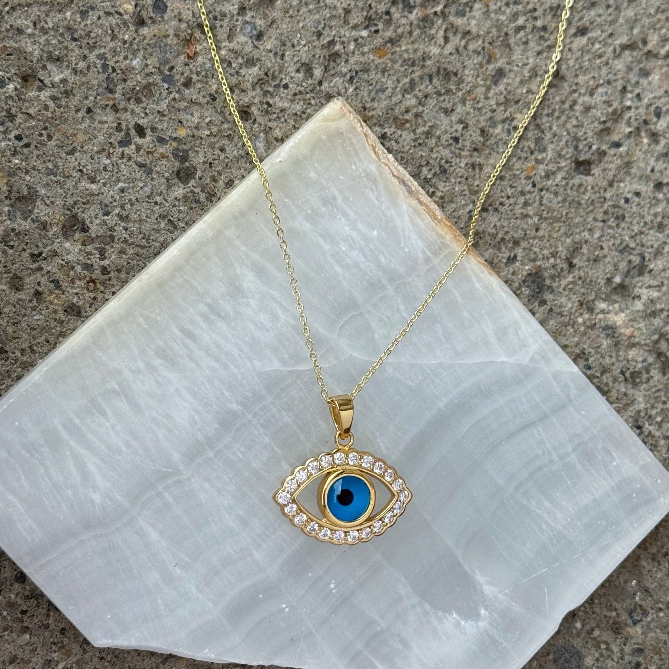 GOLD CRYSTAL EVIL EYE MINI necklace