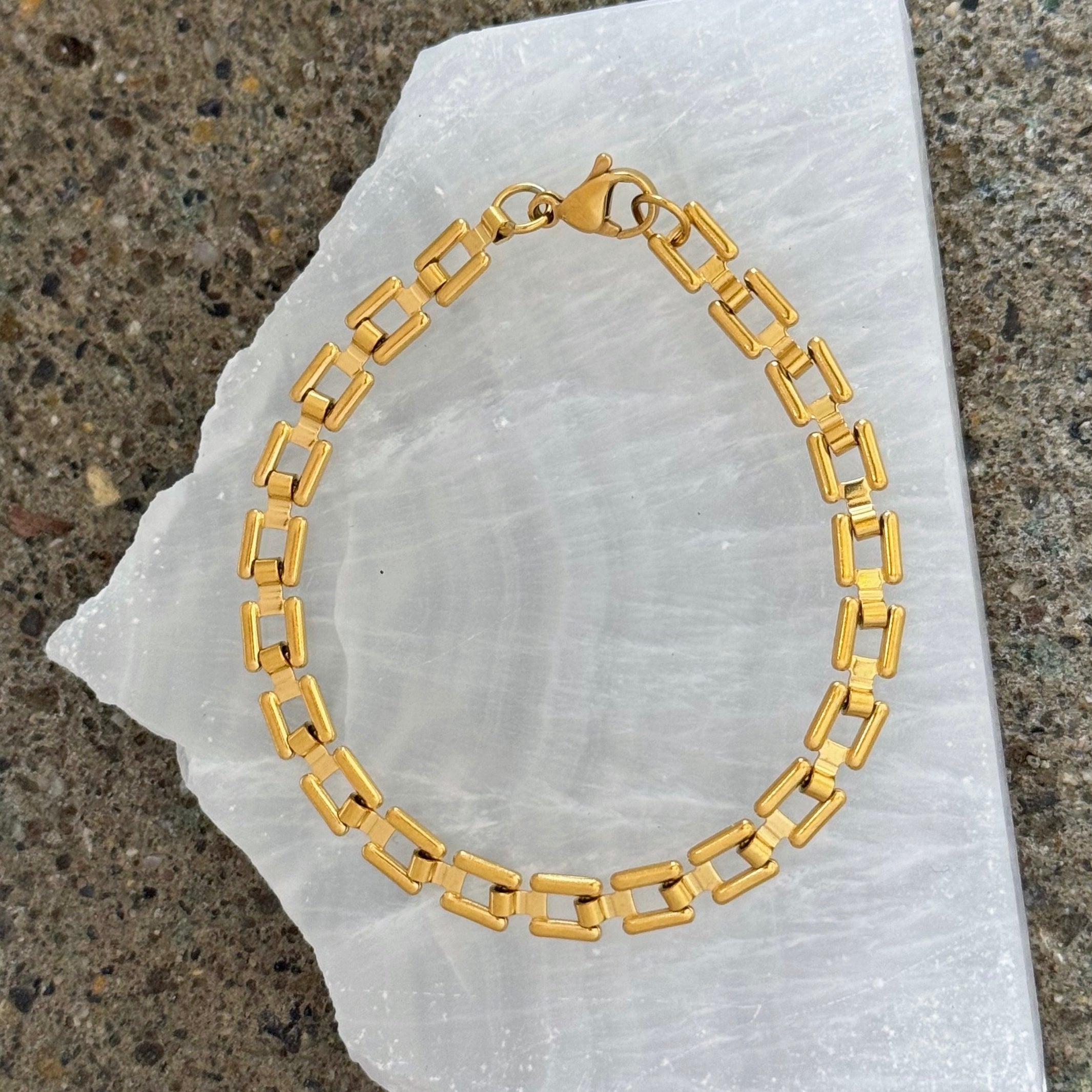 GOLD SQUARE CHAIN LINK STEEL bracelet