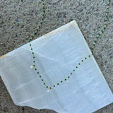 GOLD CRYSTAL DARK GREEN BEADED necklace