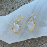 GOLD OVAL MOTHER OF PEARL DANGLE earrings