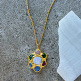 GOLD MULTICOLOR PEARLED BLOOM necklace
