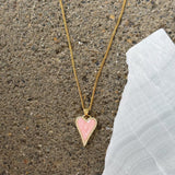 CRYSTAL PINK MOTHER OF PEARL HEART necklace