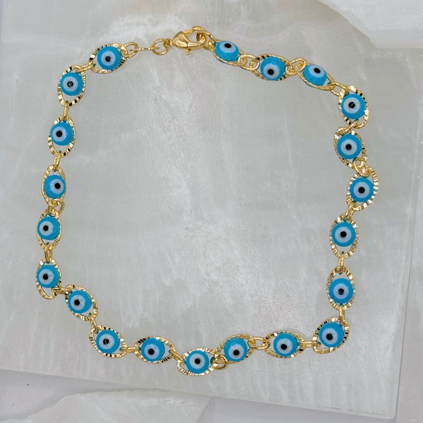 LIGHT BLUE EVIL EYE anklet