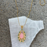 MAJESTIC PETAL TEARDROP PINK JADE necklace
