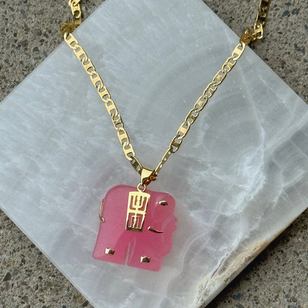 ELEPHANT PINK JADE necklace