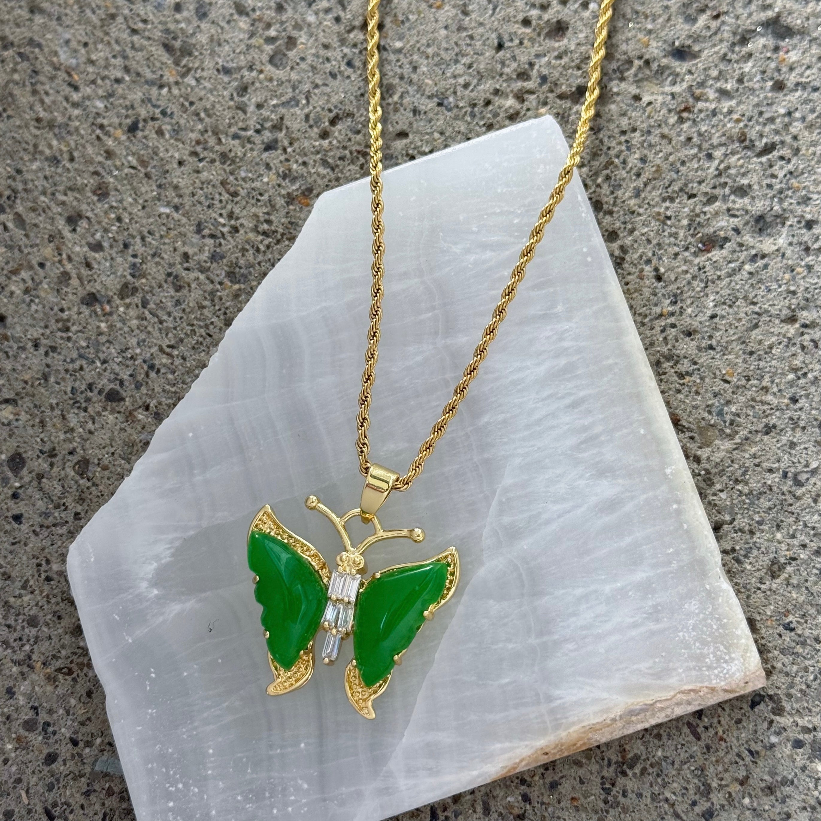 HARMONY BUTTERFLY GREEN JADE necklace