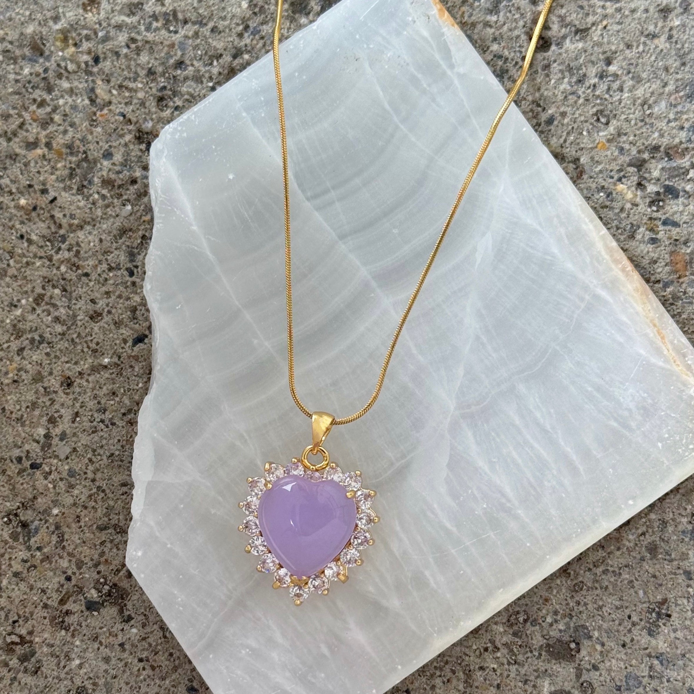 CRYSTAL HEART LAVENDER JADE necklace