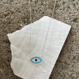 SILVER TURQUOISE BEADED EVIL EYE necklace