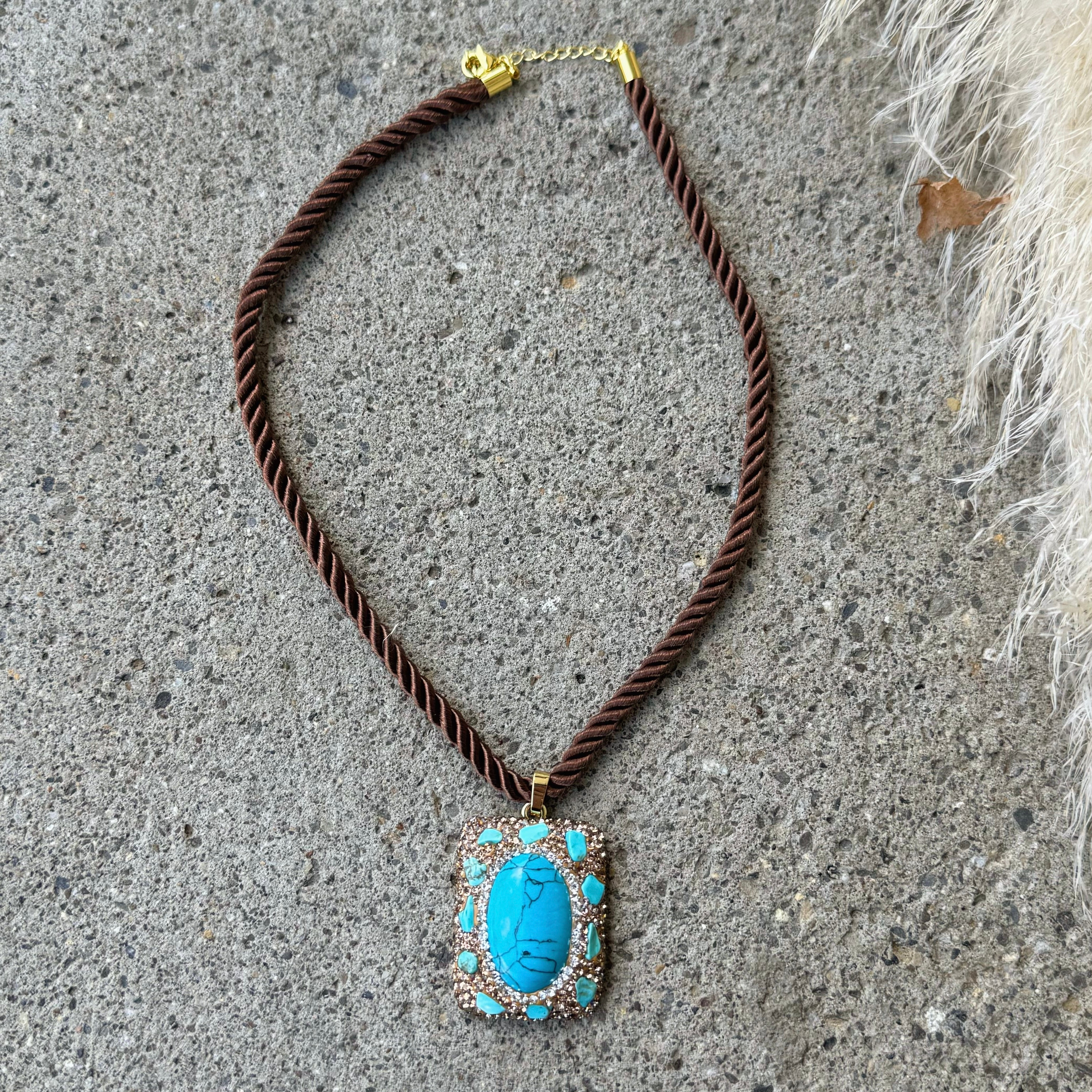 TURQUOISE CELESTE CRYSTAL TWISTED CHORD necklace