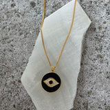 BLACK ENAMEL EVIL EYE CIRCLE necklace